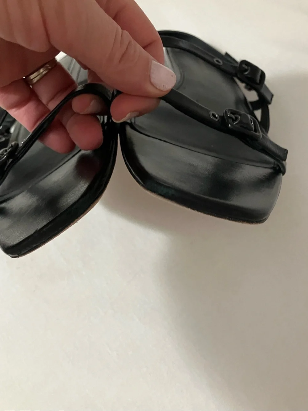 Veronica Beard Malinda Black Leather  Flat Strappy Sandals- 10